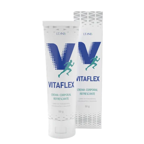 Caja y tubo de Vitaflex crema corporal refrescante de 50 g